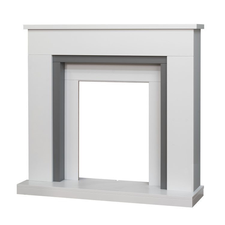 Adam Milan Fireplace in Pure White & Grey 39 Inch - Surround Only