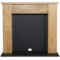 Adam Stove Fireplace in Oak & Black 48 inch - New England