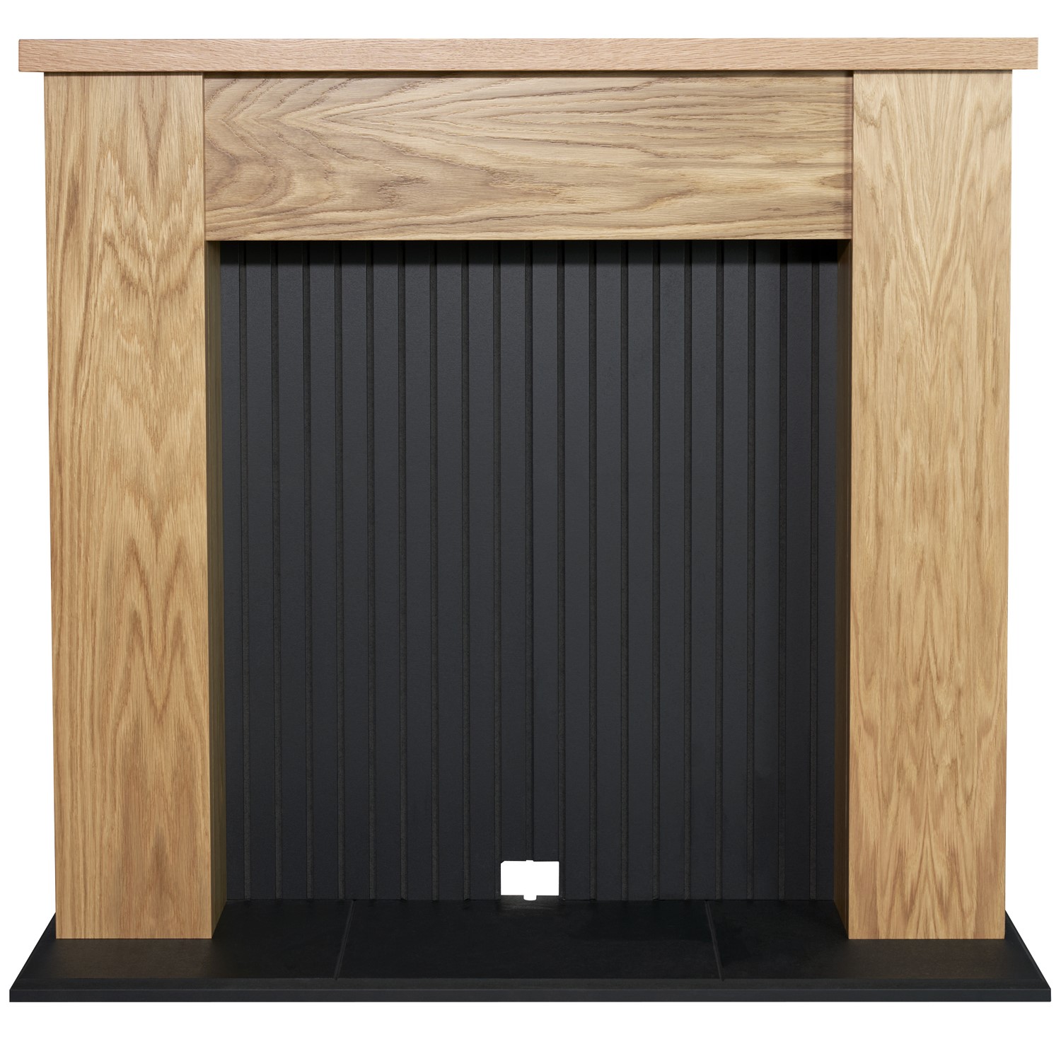Photo of Adam stove fireplace in oak & black 48 inch - new england