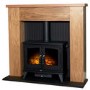 Adam Fireplace in Oak & Black with Woodhouse Electric Stove 48 inch - New England