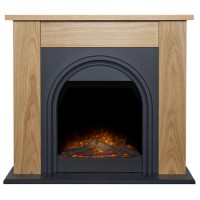 Oak and Grey Electric Fireplace Suite - 44 Inch - Adam Burlington