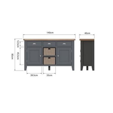 Large Dark Grey Sideboard with Storage 