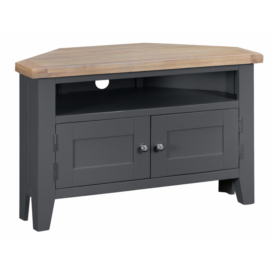 Dark Grey Corner TV Unit with Storage 