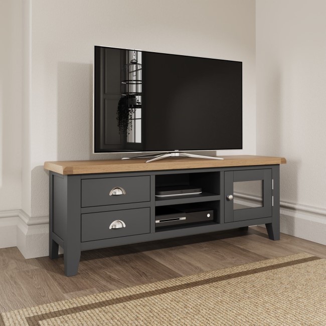 Charcoal TV Unit with Storage - TVs up to 65"