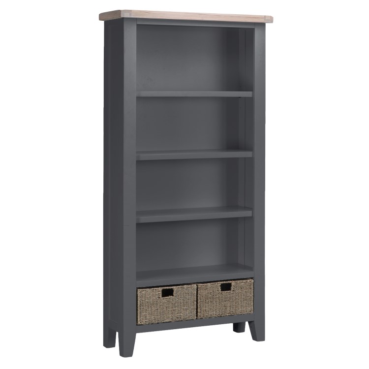 Large Dark Grey Bookcase with Storage