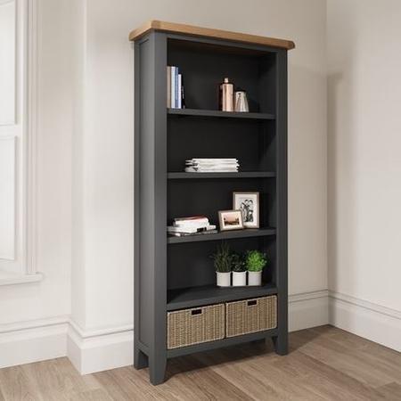 Large Dark Grey Bookcase with Storage