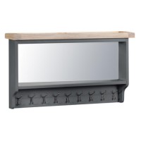 Dark Grey Wall Mounted Coat Rack with Mirror