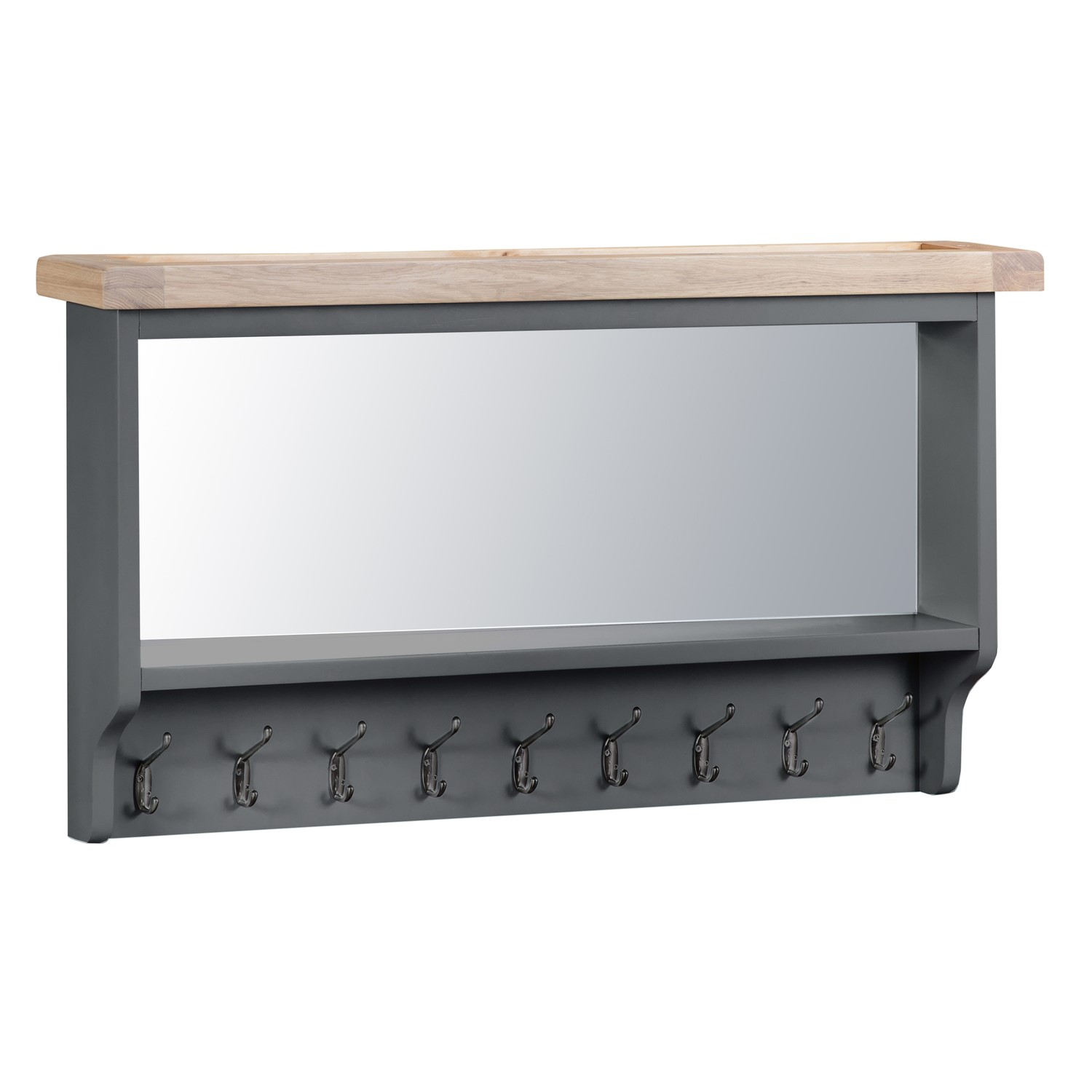 Dark Grey Wall Mounted Coat Rack with Mirror Furniture123