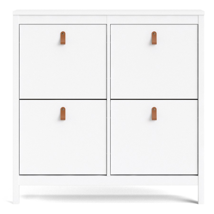 White Shoe Cabinet with 4 Compartments - Barcelona