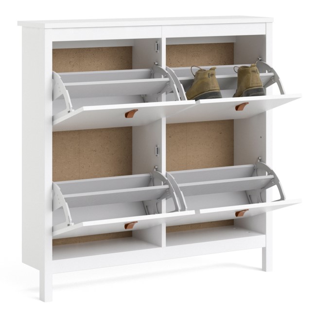 White Shoe Cabinet with 4 Compartments - Barcelona