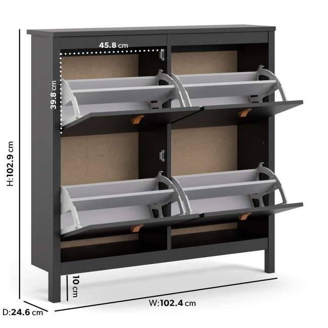 Black Shoe Cabinet with 4 Compartments - Barcelona 