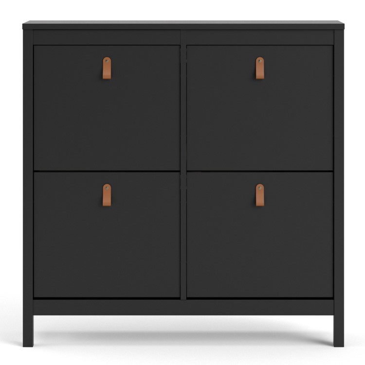 Black Shoe Cabinet with 4 Compartments - Barcelona 