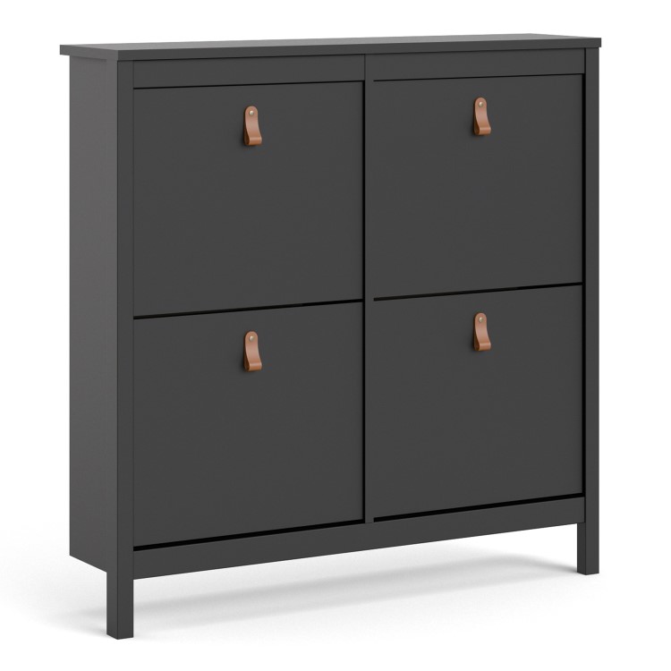 Black Shoe Cabinet with 4 Compartments - Barcelona 