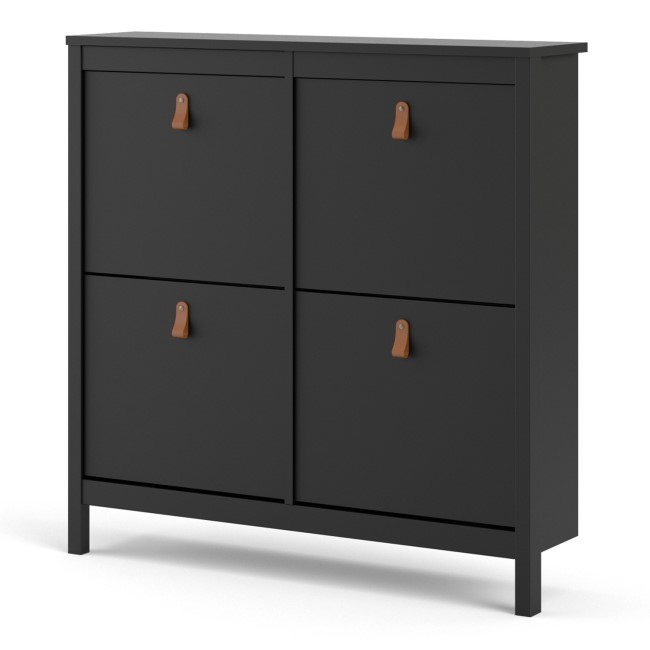 Black Shoe Cabinet with 4 Compartments - Barcelona 