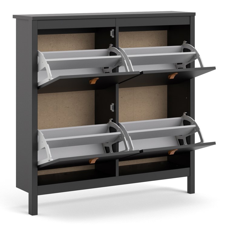 Black Shoe Cabinet with 4 Compartments - Barcelona 