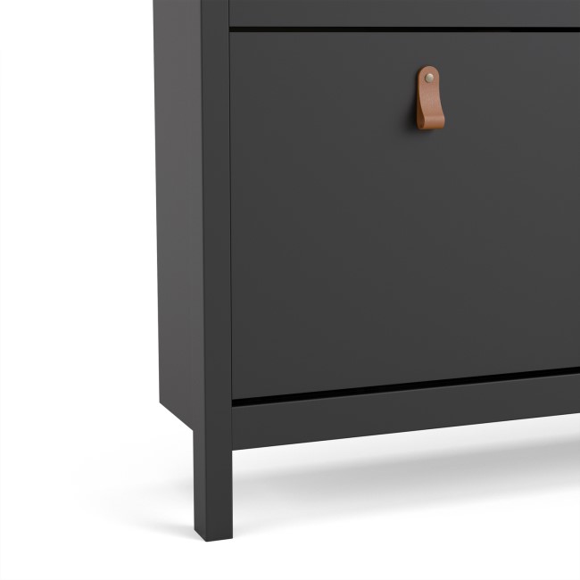 Black Shoe Cabinet with 4 Compartments - Barcelona - Furniture123