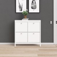 White Shoe Cabinet with 4 Compartments - Madrid 