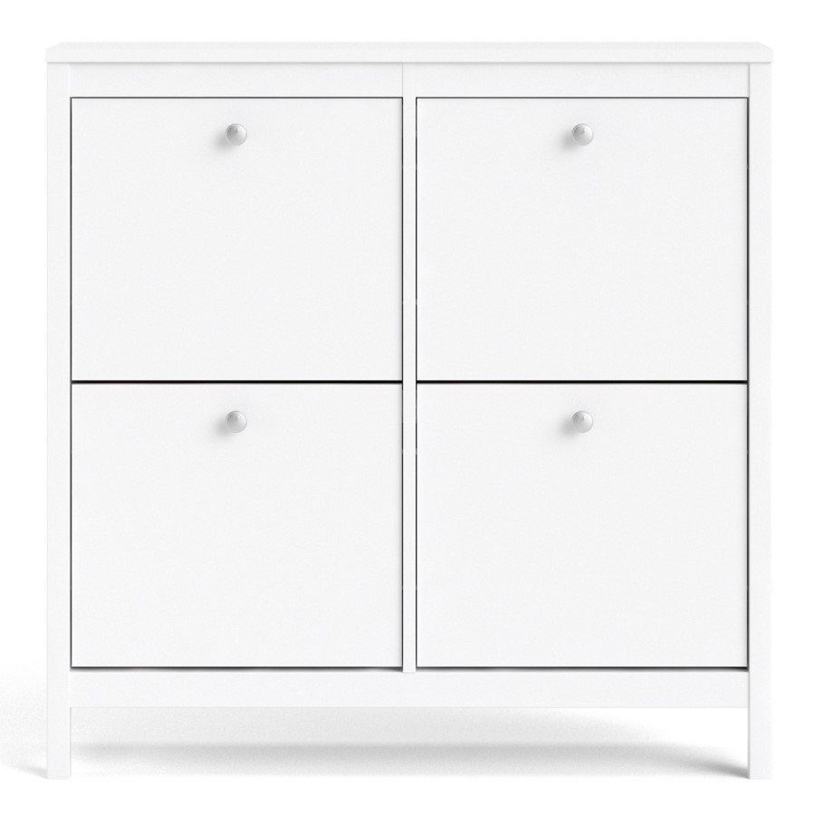 White Shoe Cabinet with 4 Compartments - Madrid 