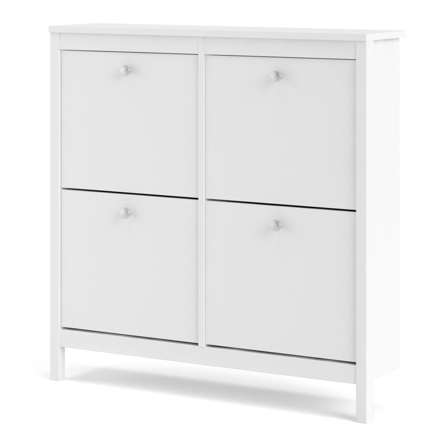 White Shoe Cabinet with 4 Compartments - Madrid 