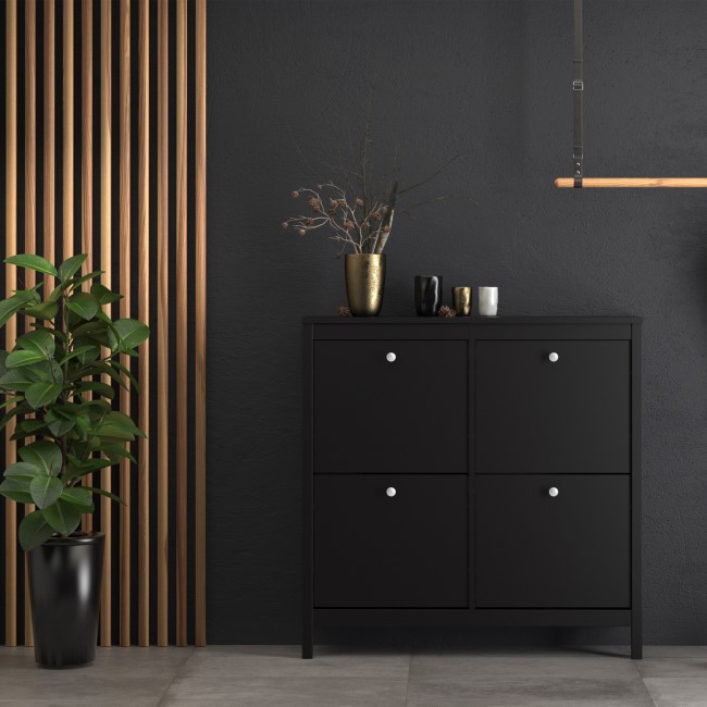 Black Shoe Cabinet with 4 Cabinets - Madrid 