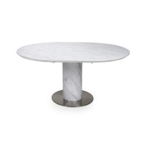 White Marble Round Extendable Dining Table - Seats 6