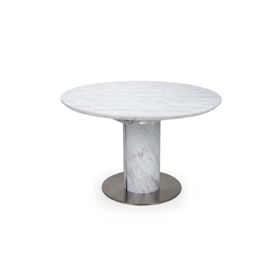 White Marble Round Extendable Dining Table - Seats 6