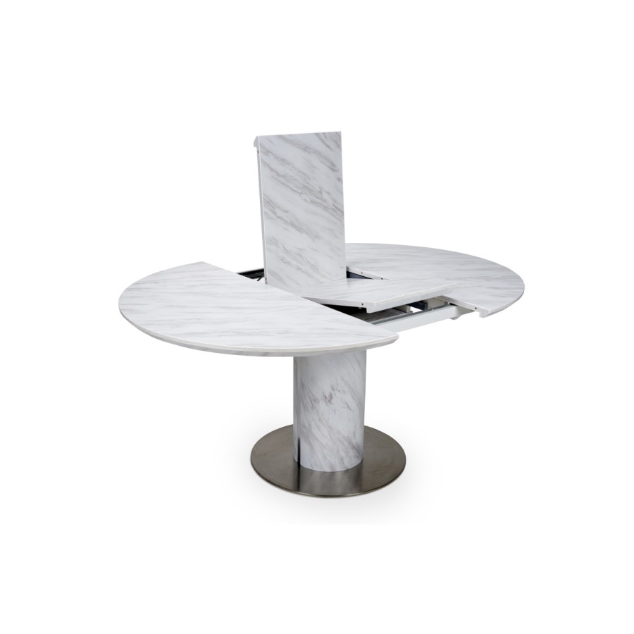 White Marble Round Extendable Dining Table - Seats 6