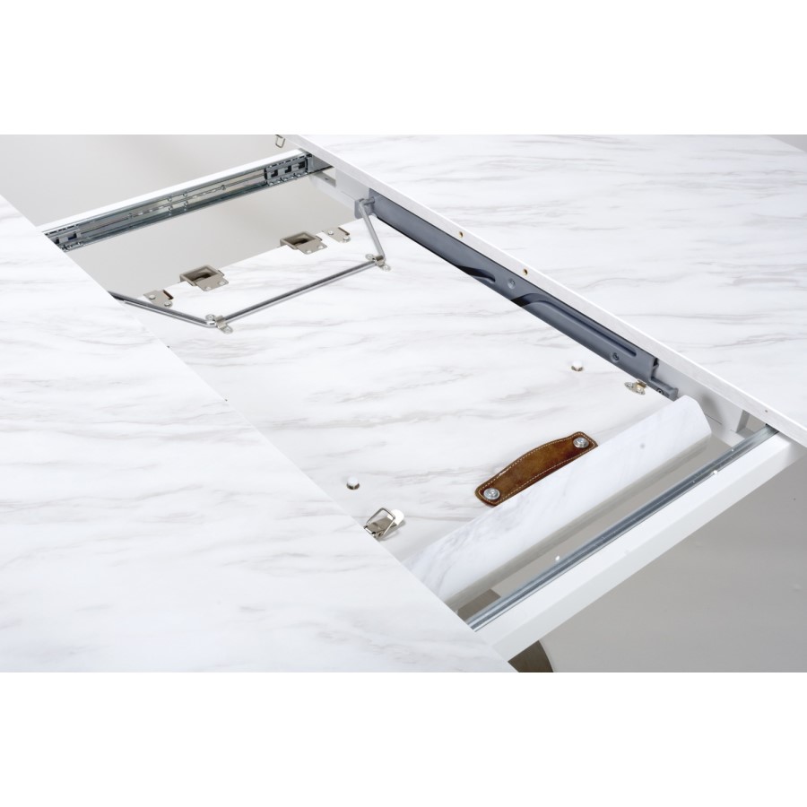 White Marble Round Extendable Dining Table - Seats 6