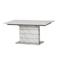 GRADE A1 - White Marble Extendable Dining Table 160-220cm - Etan