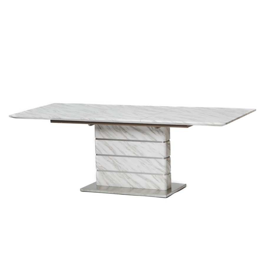GRADE A1 - White Marble Extendable Dining Table 160-220cm - Etan
