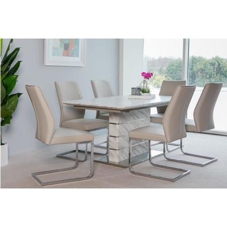 GRADE A1 - White Marble Extendable Dining Table 160-220cm - Etan