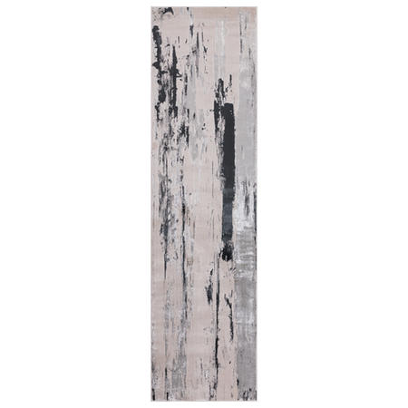 Black & Grey Runner Rug with Marble Effect - 240 x 66 cm - Aurora