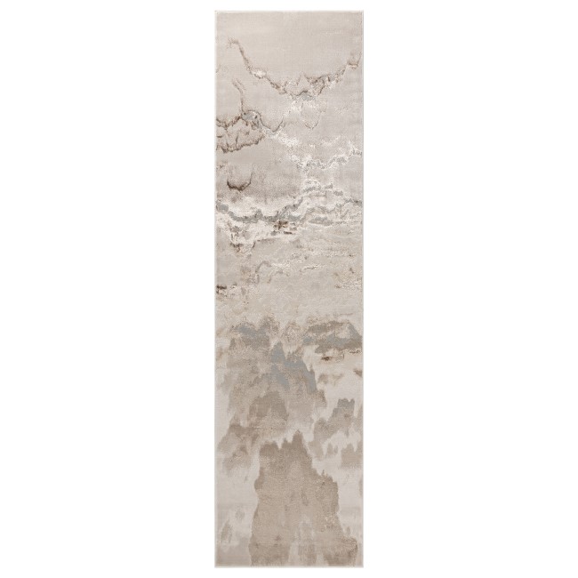 Beige Runner Rug with Marble Effect - 240 x 66 cm - Aurora