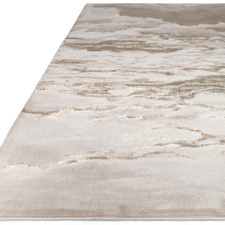 Beige Runner Rug with Marble Effect - 240 x 66 cm - Aurora