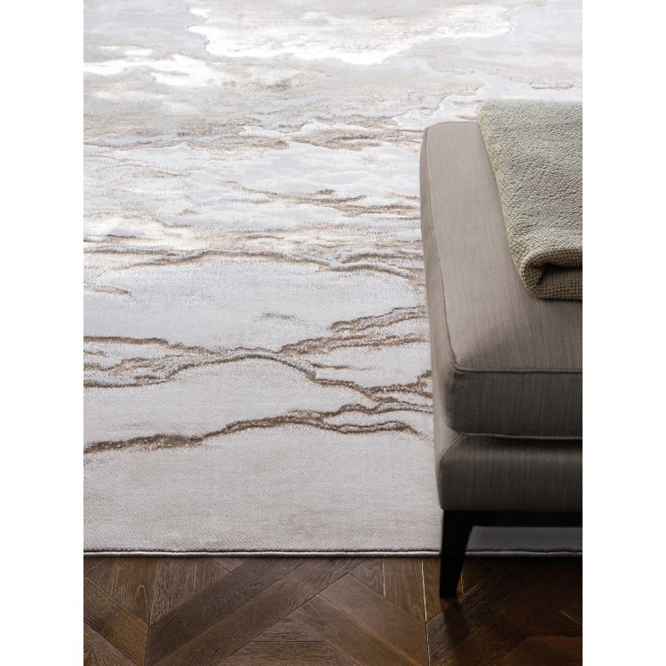 Beige Runner Rug with Marble Effect - 240 x 66 cm - Aurora