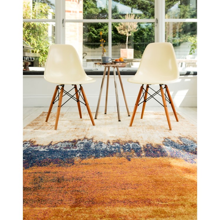 Large Distressed Ombre Orange Rug - 290 x 200 cm - Nova