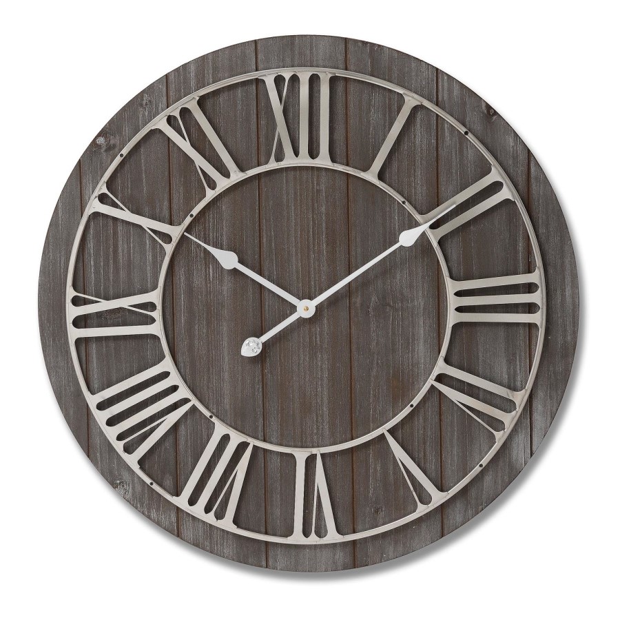 Grey Wooden Wall Clock 