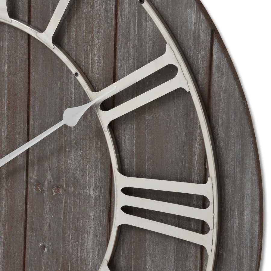 Grey Wooden Wall Clock 