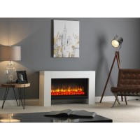 White Freestanding Electric Fireplace Suite - 116cm x 72cm - Suncrest Detroit 