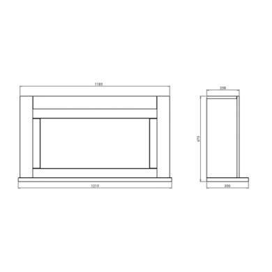 White Freestanding Electric Fireplace Suite - 121cm x 67cm - Suncrest Lumley Ambience