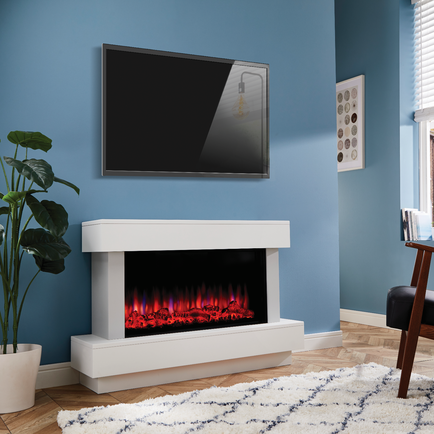 Photo of Suncrest white freestanding electric fireplace suite - bourne