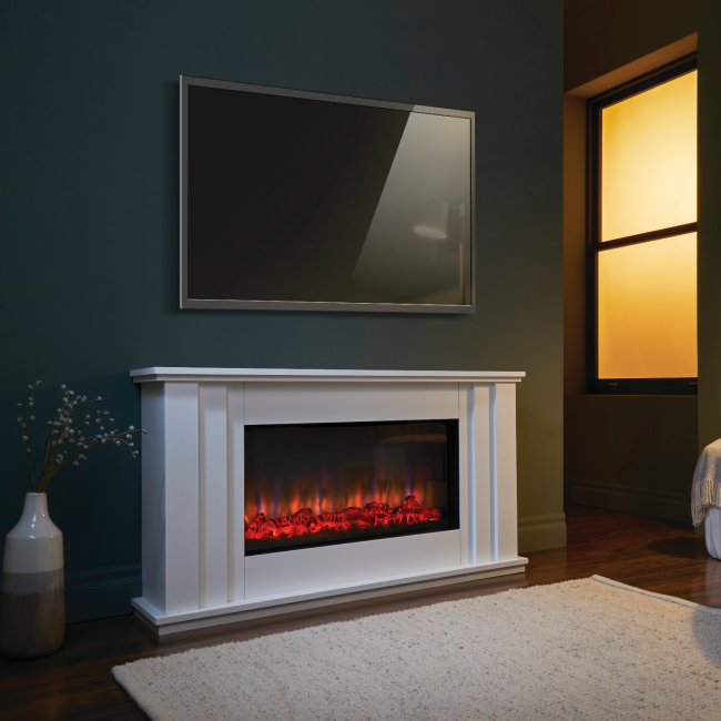 Suncrest White Freestanding Electric Fireplace Suite - Kesgrave ...