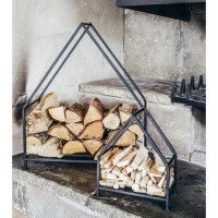 Ivyline Modern Black Metal Log Holder