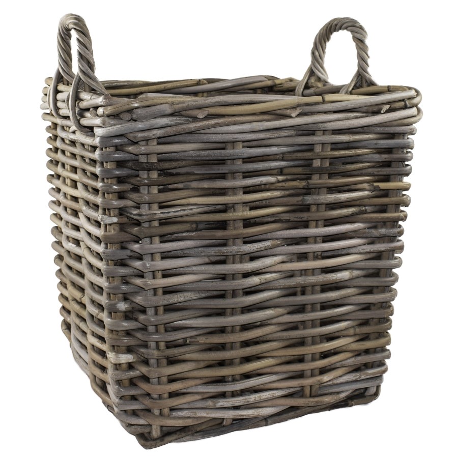 Ivyline Set of 2 Square Wicker Lined Log Baskets