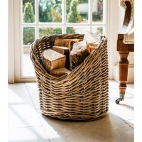 Ivyline Round Wicker Lined Log Basket