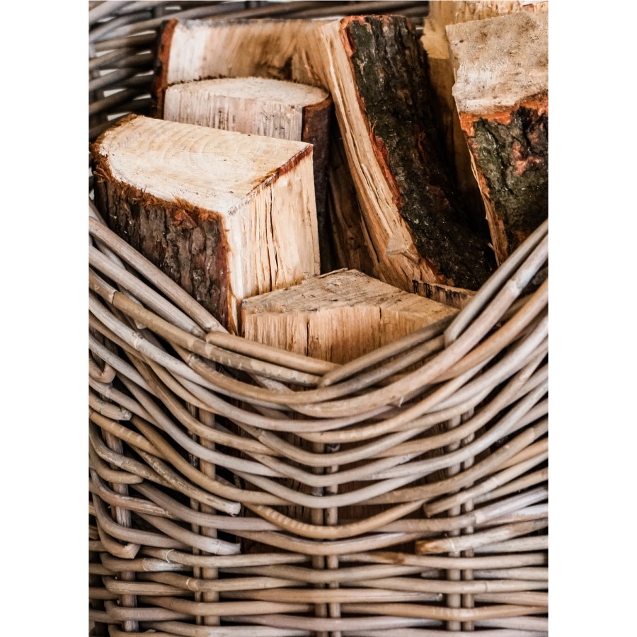 Ivyline Round Wicker Lined Log Basket