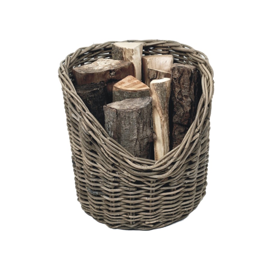 Ivyline Round Wicker Lined Log Basket