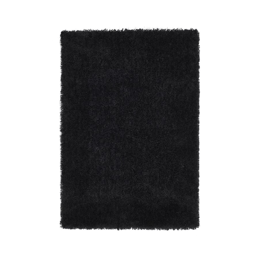 Rectangle Black Shaggy Rug - 110 x 160cm - Chicago