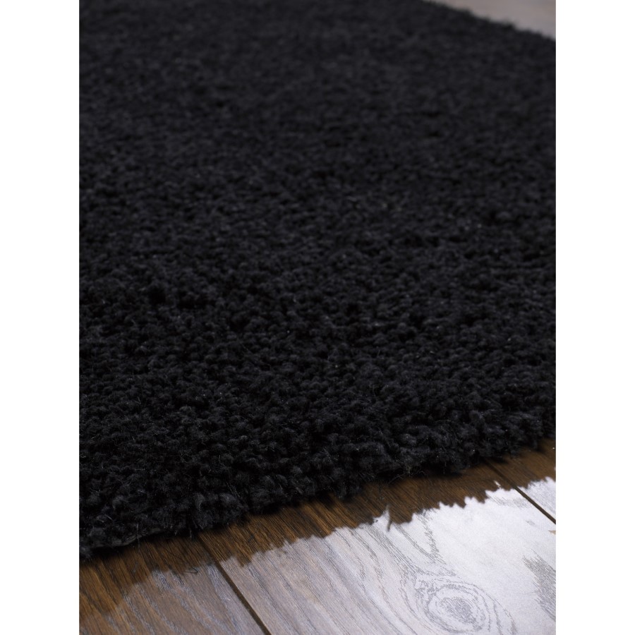 Rectangle Black Shaggy Rug - 110 x 160cm - Chicago