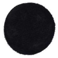 Round Black Shaggy Rug - Chicago